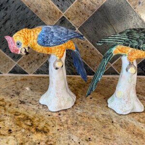 Vintage Chelsea House Porcelain Parakeet Pair